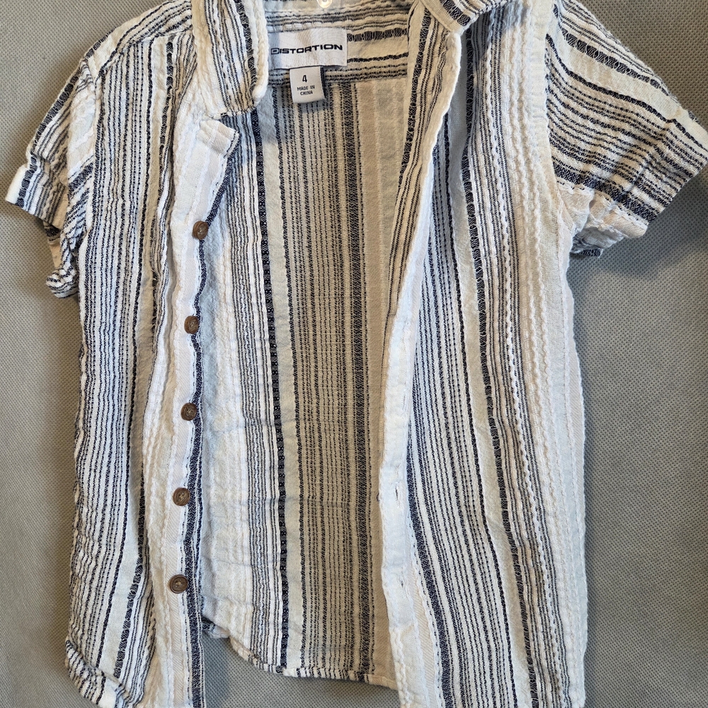 Cotton On Kids Striped Button-Down Shirt - Blue and White